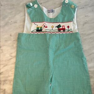 Green Checkered Kids Overalls